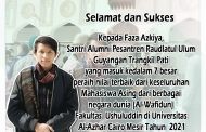 Selamat Kepada Santri Alumni  Pesantren Raudlatul Ulum Guyangan, 7 besar peraih nilai terbaik  dari keseluruhan Mahasiswa Asing Universitas Al-Azhar Cairo Mesir